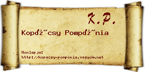 Kopácsy Pompónia névjegykártya